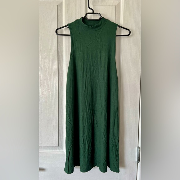 Topshop green mock neck sleeveless swing dress - Picture 2 of 5